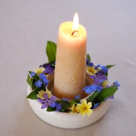 Ceramic Flower Ring with Candle Base 