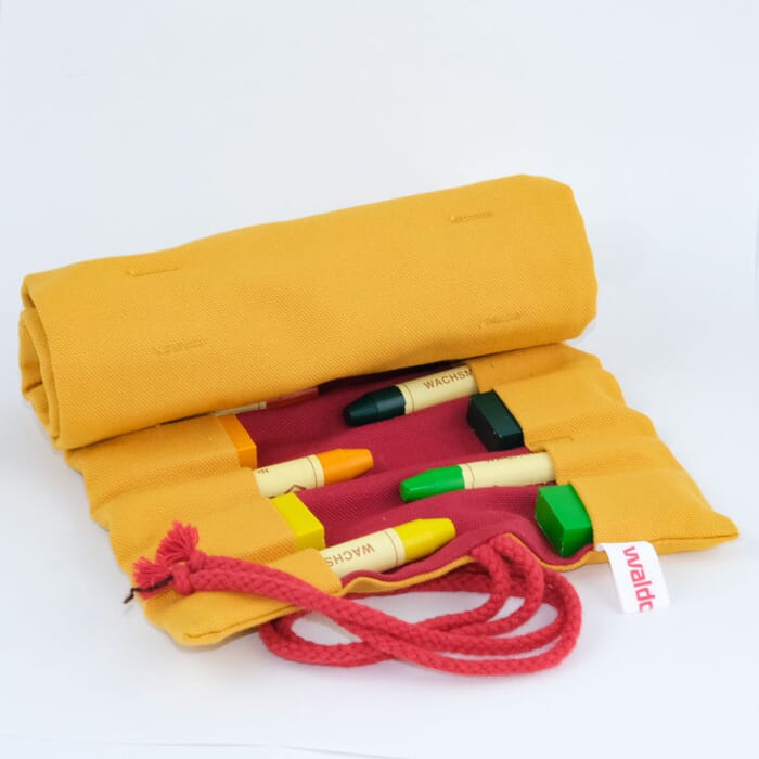 12 roll-up pencil case - curry/cherry