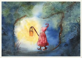 Postcard Gnome with Lantern