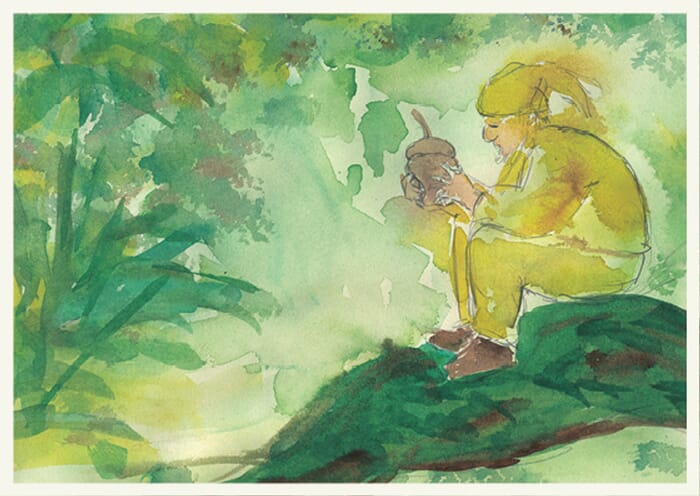 Postcard Gnome with Acorn