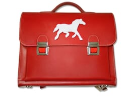 Red Leather Satchel with Horse
