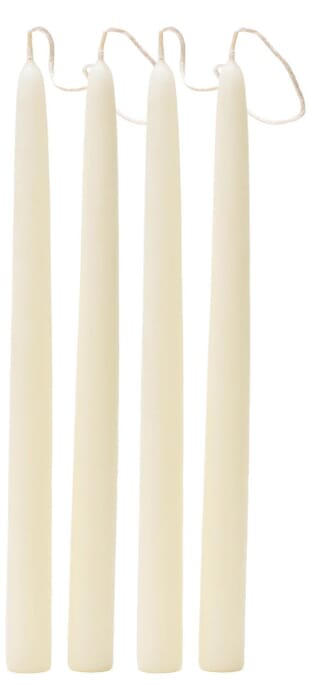 Dinner candles made of white beeswax, 4 pieces