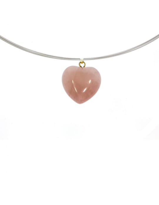 Pendentif cœur quartz rose ou jaspe rouge