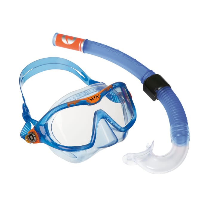 Snorkel en duikbril blauw/oranje