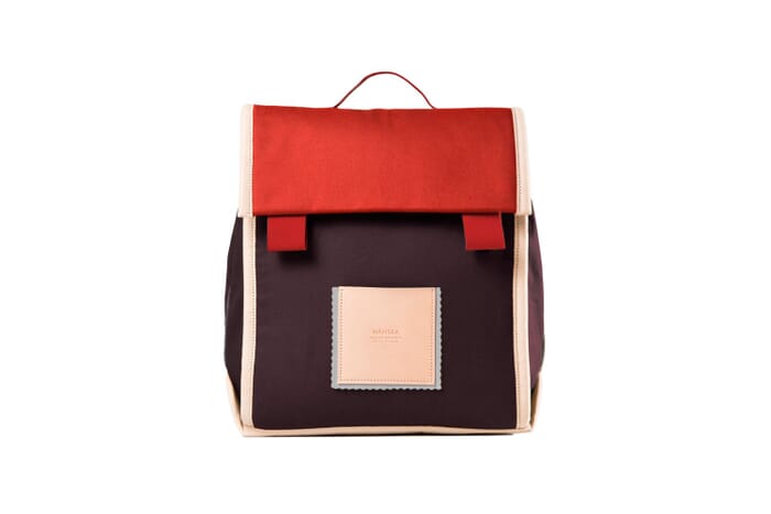 Satchel made from organic cotton in red-aubergine