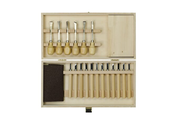 Carving set in a wooden box