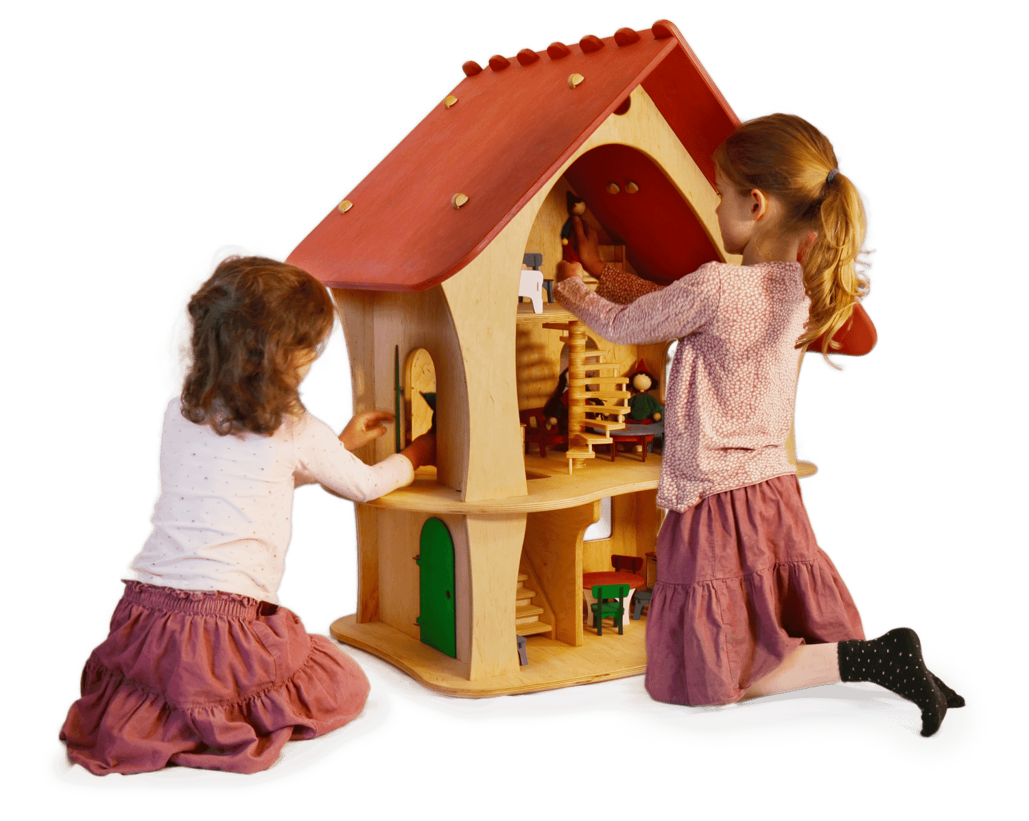 Puppenhaus Familie Set 4 Stück Holzpuppen Menschen Kinder Rollenspiel 