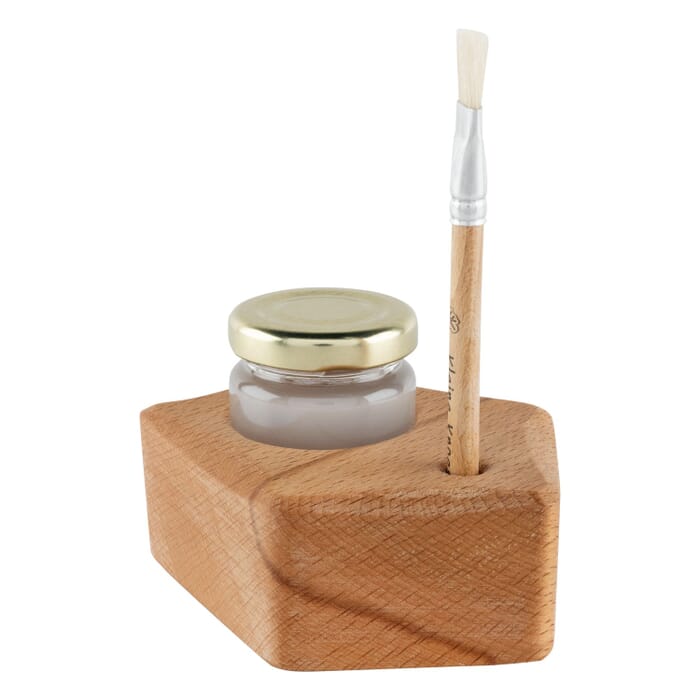 Wooden glue holder  with brush holder