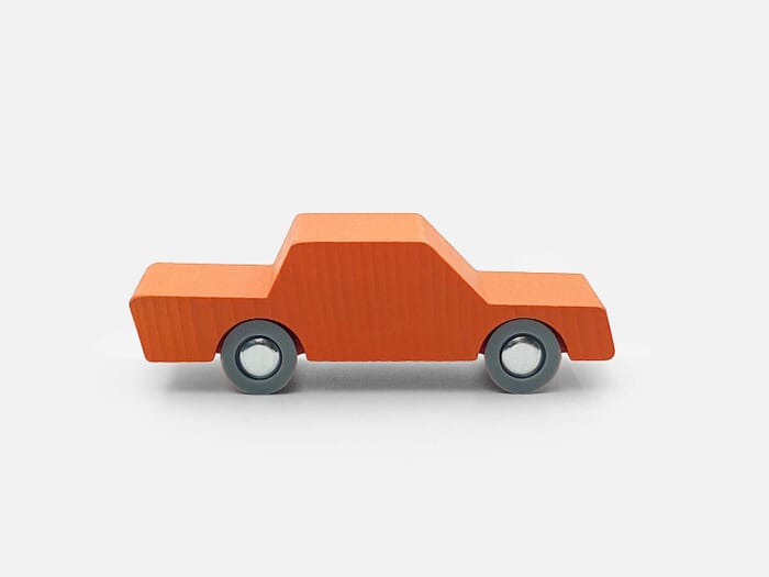 Wooden car, small orange
