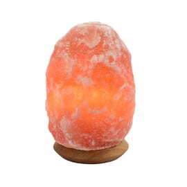 Lampe en cristal de sel avec socle en bois, moyenne 