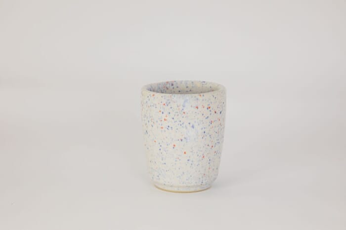 Small ceramic mug 2s white speckled