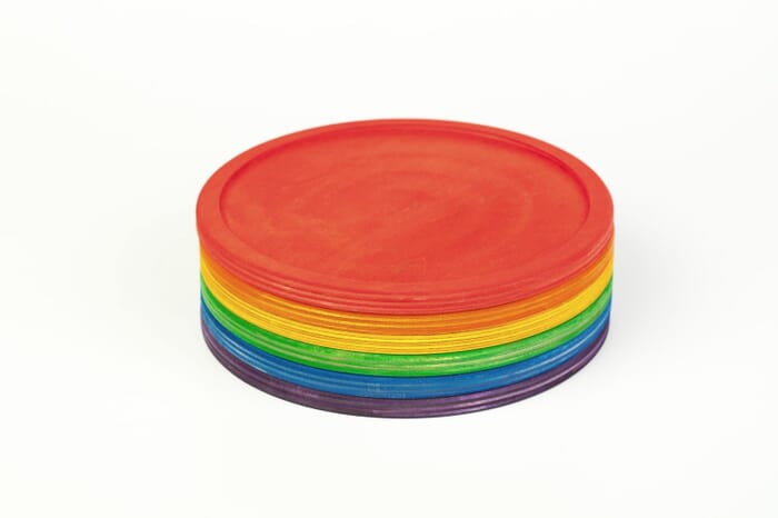 Grapat houten speelgoed 6 borden, regenboog