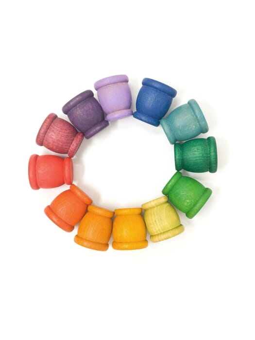Grapat wooden toy 12 cups, rainbow