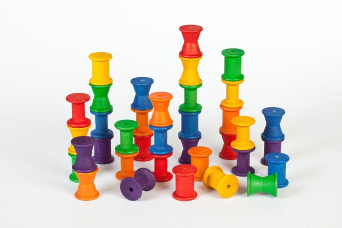 Grapat houten speelgoed 36 rollen, regenboog