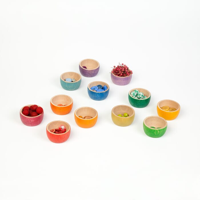 Grapat wooden toy 12 bowls, rainbow