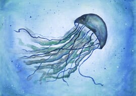 Postcard Blue Jellyfish