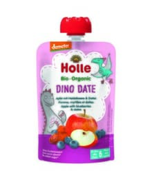 Holle Demeter Pouchy Dino Date - Manzana con arándanos y dátiles