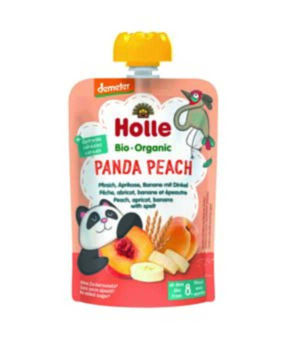 Holle Demeter Pouchy Panda Peach - Pesca, albicocca, banana con farro