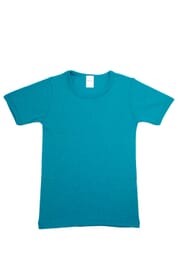 Wol Zijde Korte Mouw Overhemd Zee Blauw