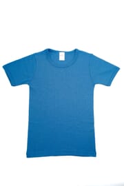 Lana Seda Camisa Manga Corta Azul Oscuro