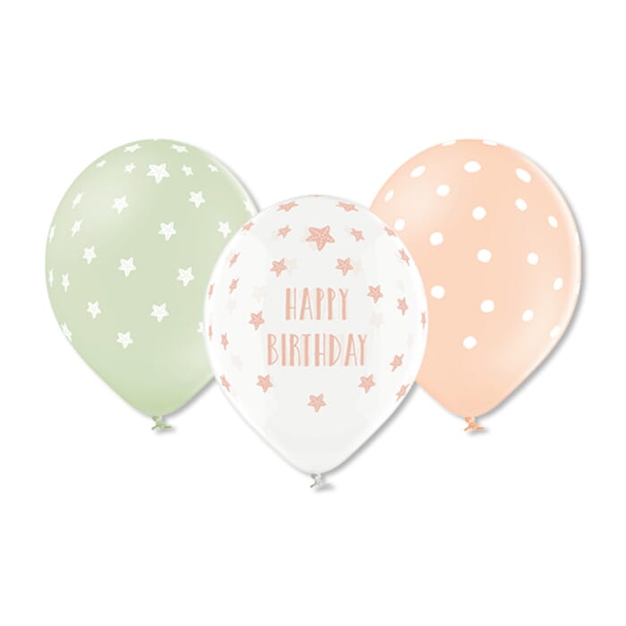 Luftballons Happy Birthday, Punkte und Sterne