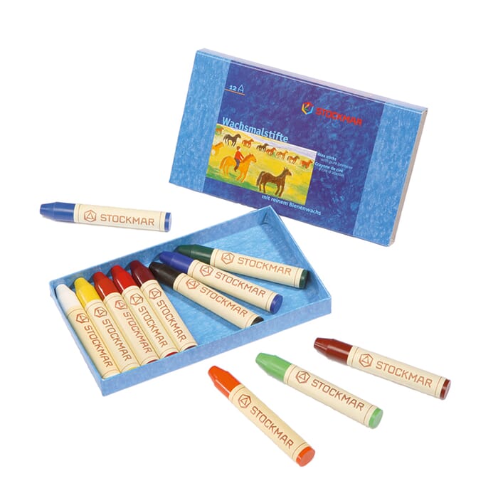 Crayons de cire, 12 couleurs dans une boîte pliante 12