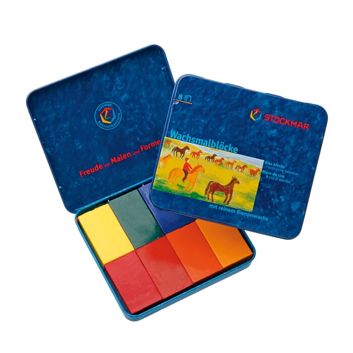 Stockmar Wax Crayon Blocks, 8 Colours in Tin Case