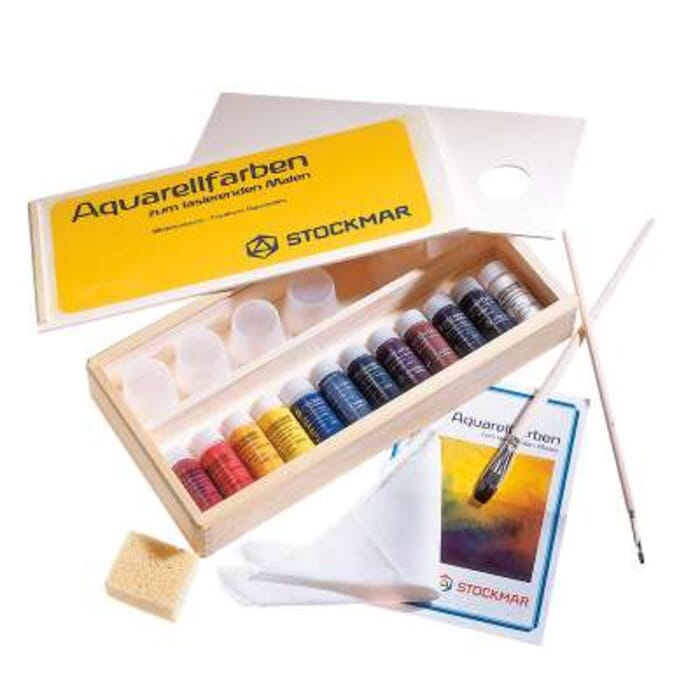 Watercolours in a wooden box