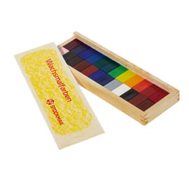 Blocs de cire, 24 couleurs dans une boîte en bois