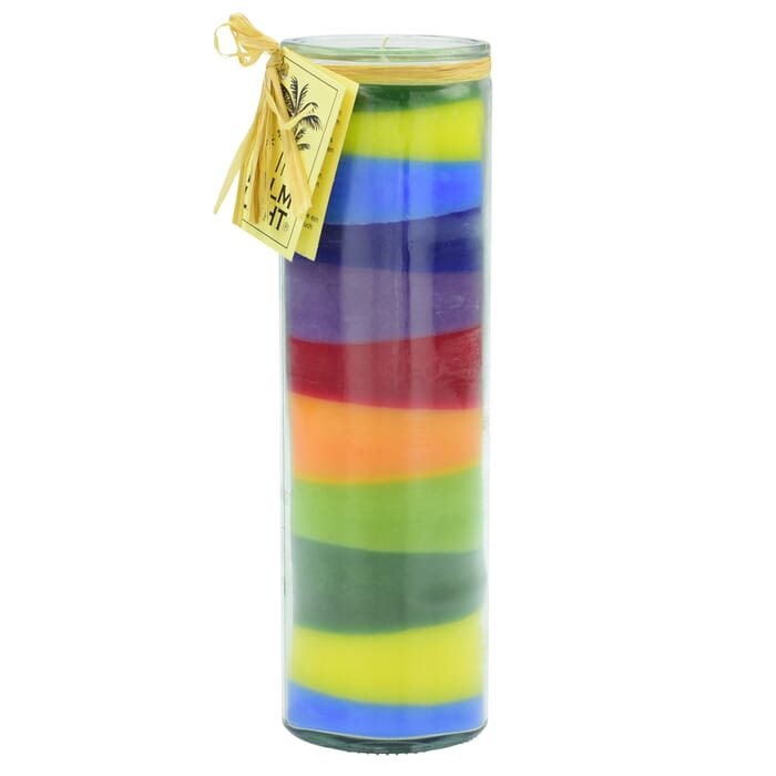Multicoloured Birthday Candle in a Glass