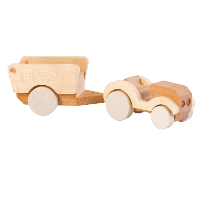 Wooden Tractor with Trailer