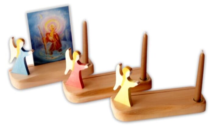 Card Holder Angel with Candle Holder red